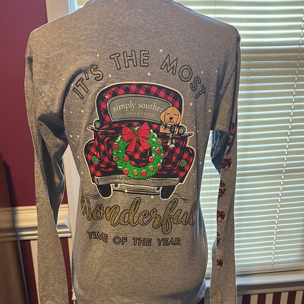Simply Southern Festive Gray Long Sleeve Tee